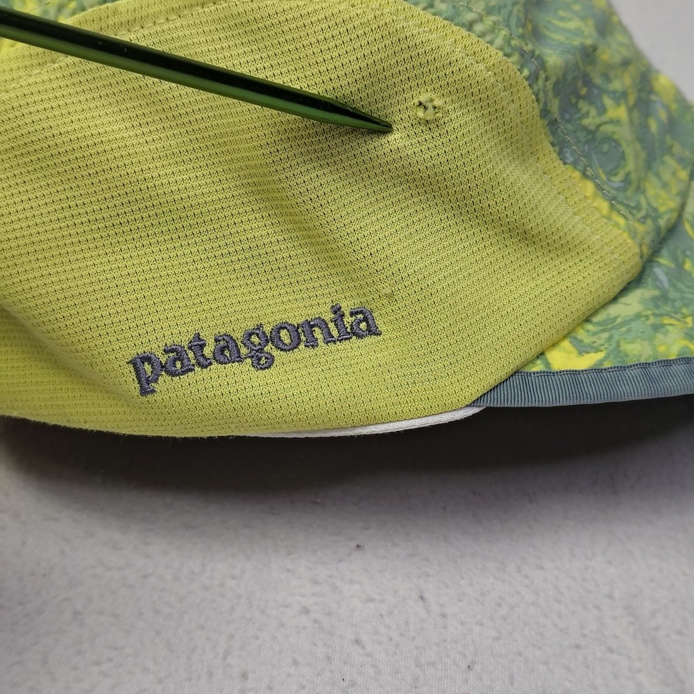 Vintage Patagonia Duckbill Cap Hat Yellow Green 4 Panel Marble Print 2002 52060 - Picture 3 of 11